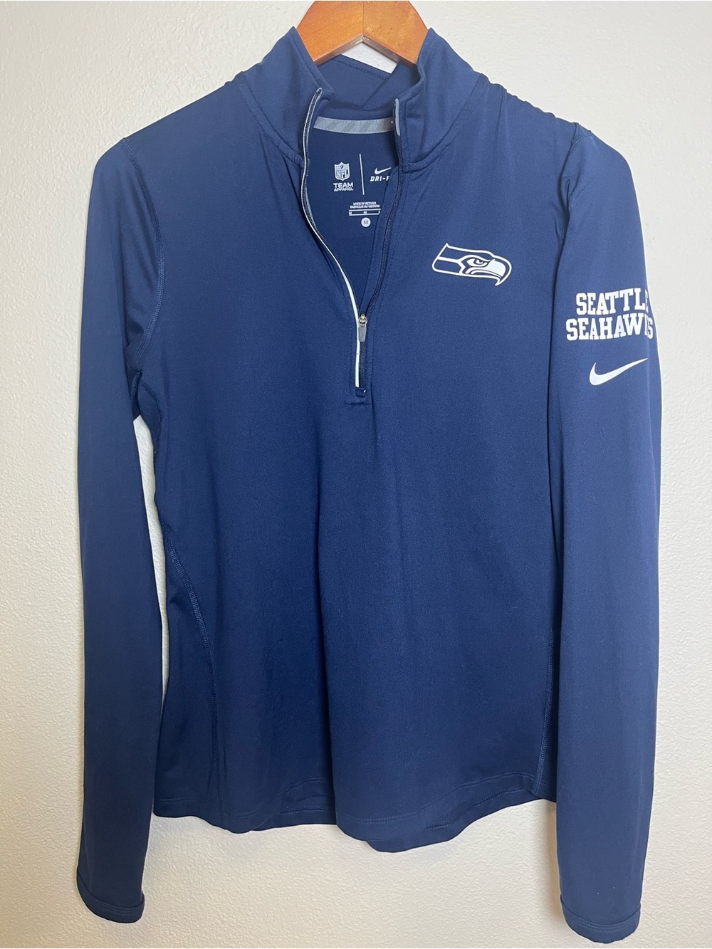 NFL Navy Seattle Seahawks Nike Dri-FIT Zip Pullover